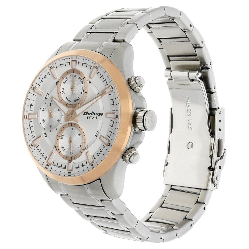 Titan Octane White Dial Quartz Multifunction Stainless Steel Strap watch for Men - The Watch Factory ®