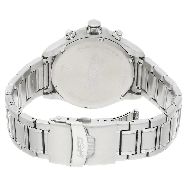 Titan Octane White Dial Quartz Multifunction Stainless Steel Strap watch for Men NS90104KM03