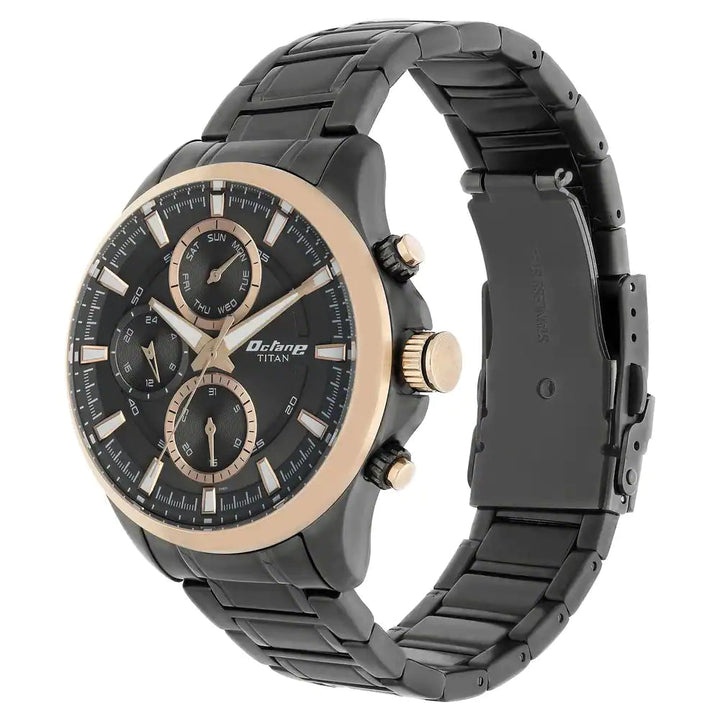 Titan Octane Black Dial Stainless Steel Strap Watch 90104KM04 / NP90104KM04