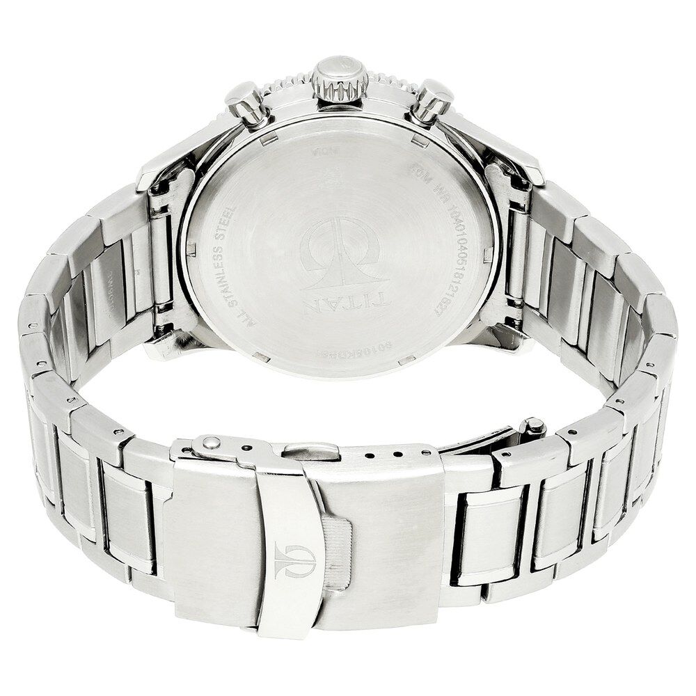 Titan Quartz Chronograph Silver Dial Stainless Steel Strap Watch for Men-NR90105KM02