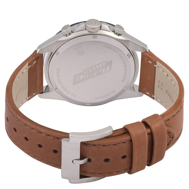 Titan Octane Blue Dial Chronograph Leather Strap watch for Men-NP90106KL01