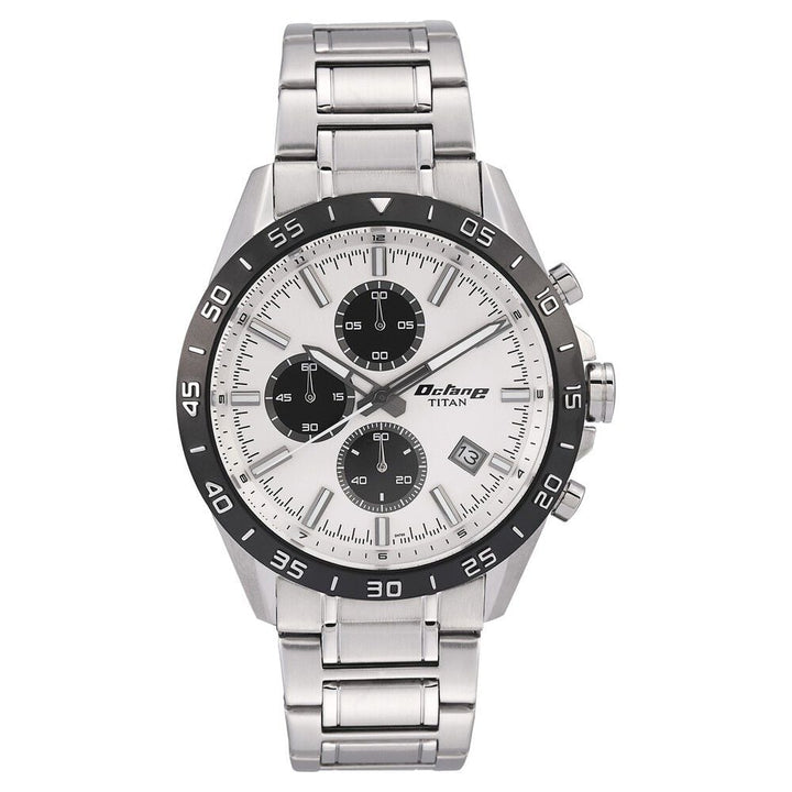 Titan Octane White Chrono Stainless Steel Strap watch for Men-NP90106KM01