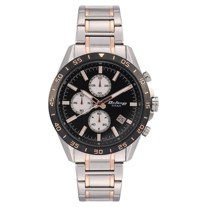 Titan Quartz Chronograph Black Dial Stainless Steel Strap Watch for Men - The Watch Factory ®