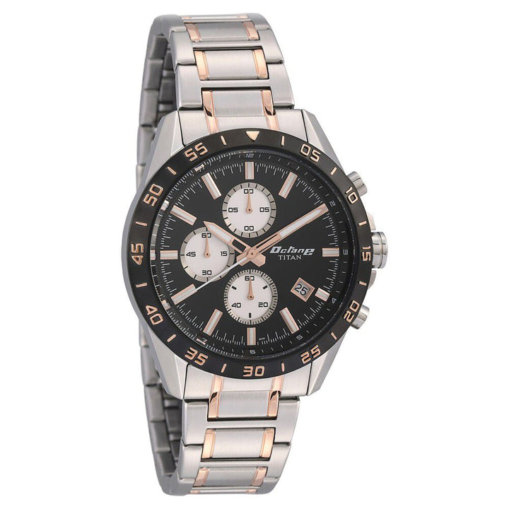 Titan Quartz Chronograph Black Dial Stainless Steel Strap Watch for Men - The Watch Factory ®