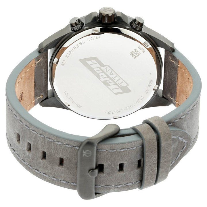 Titan Octane Anthracite Dial Quartz Multifunction Leather Strap watch for Men-90107QL01