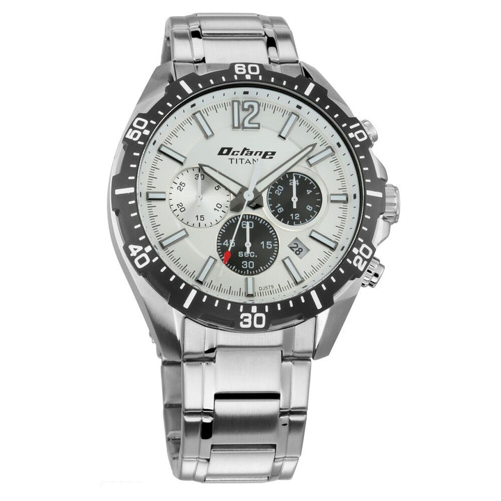 Titan Quartz Chronograph Silver Dial Stainless Steel Strap Watch for Men NS90108KM01