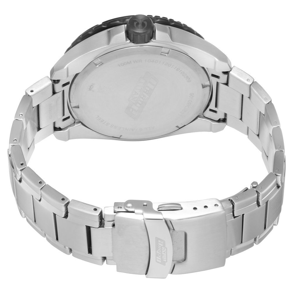 Titan Quartz Multifunction Silver Dial Stainless Steel Strap Watch for Men-NS90109KM01