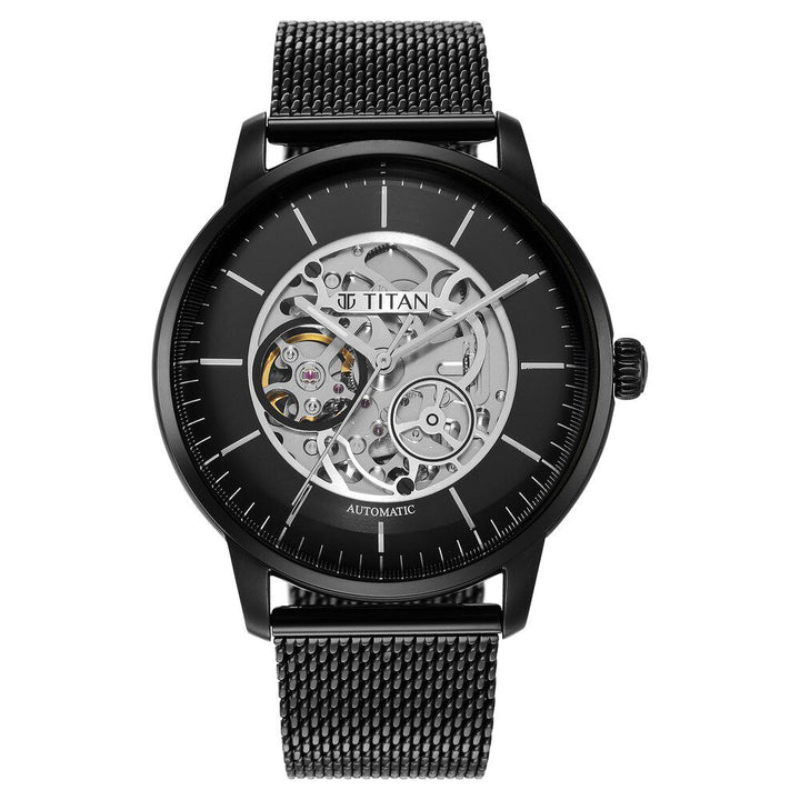 Titan Mechanical Black Dial Automatic watch for Men with Stainless Steel Strap - The Watch Factory ®