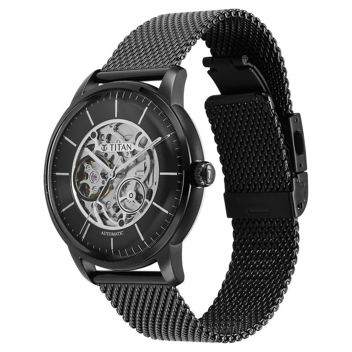 Titan Mechanical Black Dial Automatic watch for Men with Stainless Steel Strap - The Watch Factory ®