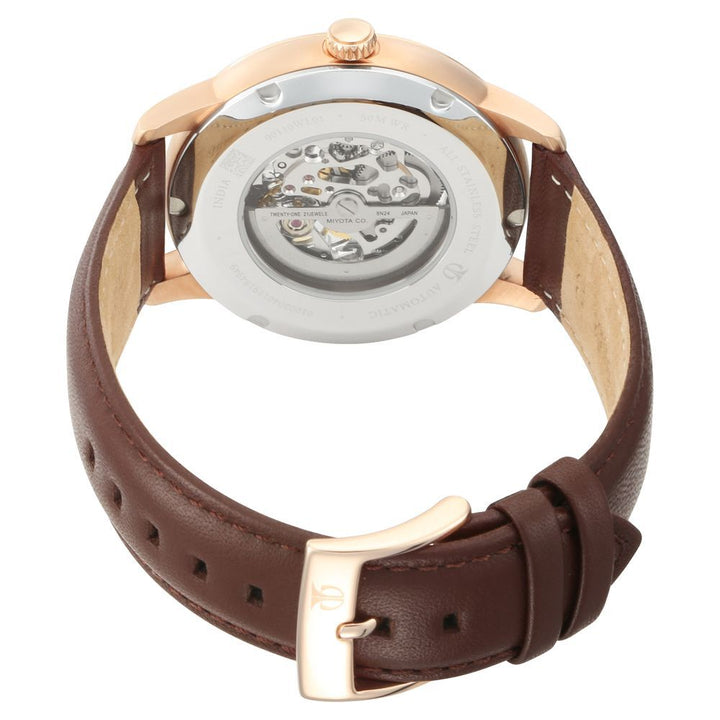 Titan Automatics Blue Dial Brown Leather Strap Watch for Men-90110WL01