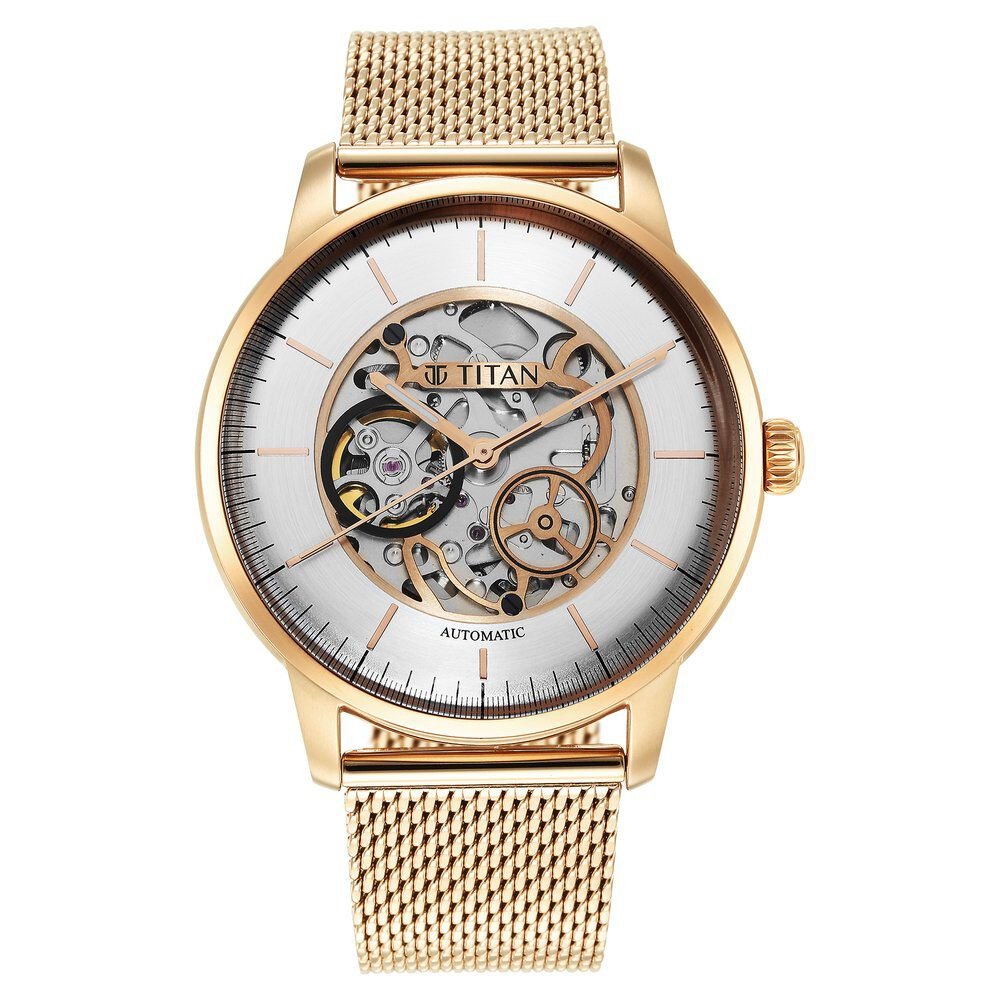 Titan Mechanical Silver Dial Analog Stainless Steel Strap Watch for Men - The Watch Factory ®