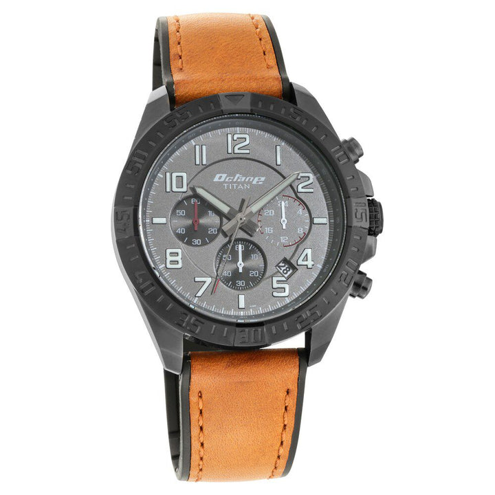 Titan Chronograph Black Dial Quartz Rubber Strap watch for Men-NS90112KP01