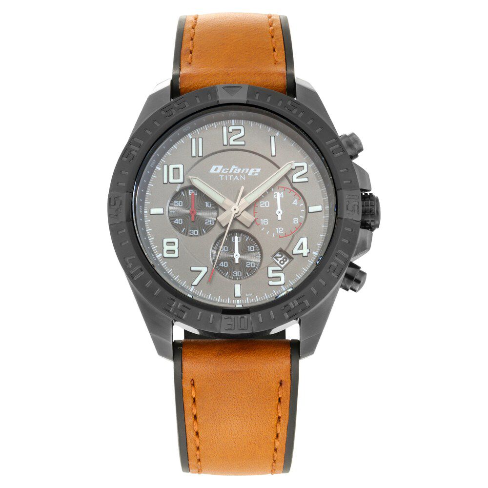 Titan Chronograph Black Dial Quartz Rubber Strap watch for Men-NS90112KP01