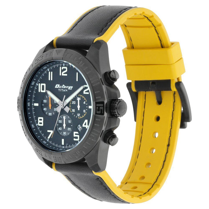 Titan Octane Hyper Lume Black Dial Chronograph Leather Strap watch for Men - The Watch Factory ®