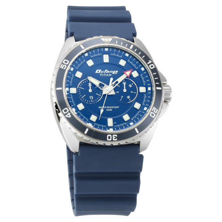 Titan Octane Hyper Lume Blue Dial Analog TPU Strap Watch for Men-NP90113KP02