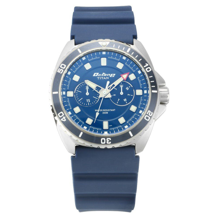 Titan Octane Hyper Lume Blue Dial Analog TPU Strap Watch for Men-NP90113KP02