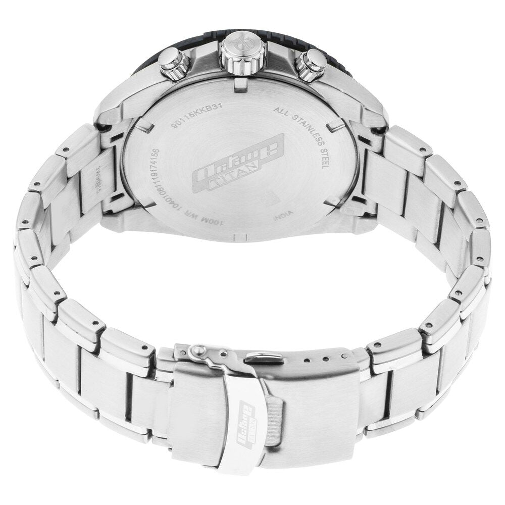 Titan Quartz Chronograph Silver Dial Stainless Steel Strap Watch for Men-NP90115KM01