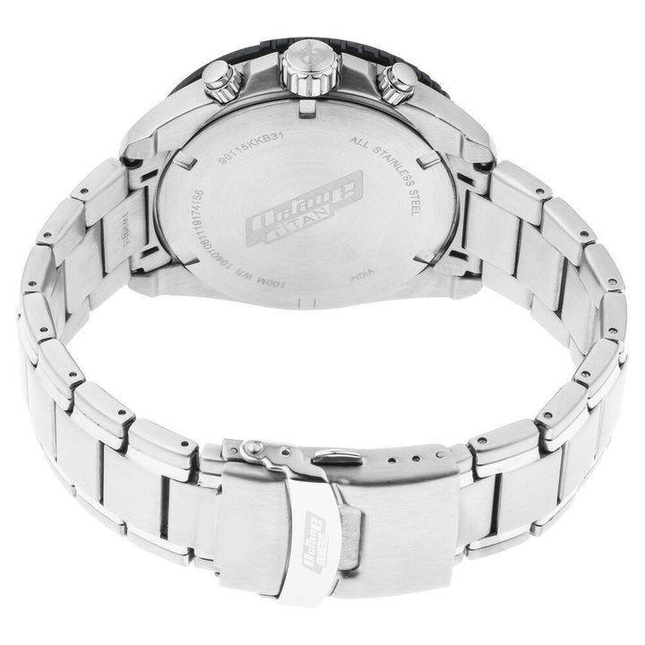 Titan Quartz Chronograph Silver Dial Stainless Steel Strap Watch for Men-NP90115KM01
