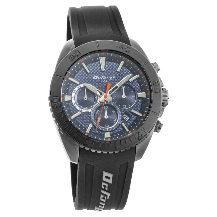 Titan Chronograph Blue Dial Silicone Strap watch for Men-NS90115KP03