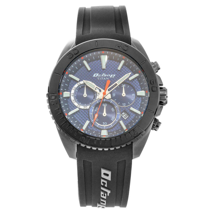 Titan Chronograph Blue Dial Silicone Strap watch for Men-NS90115KP03
