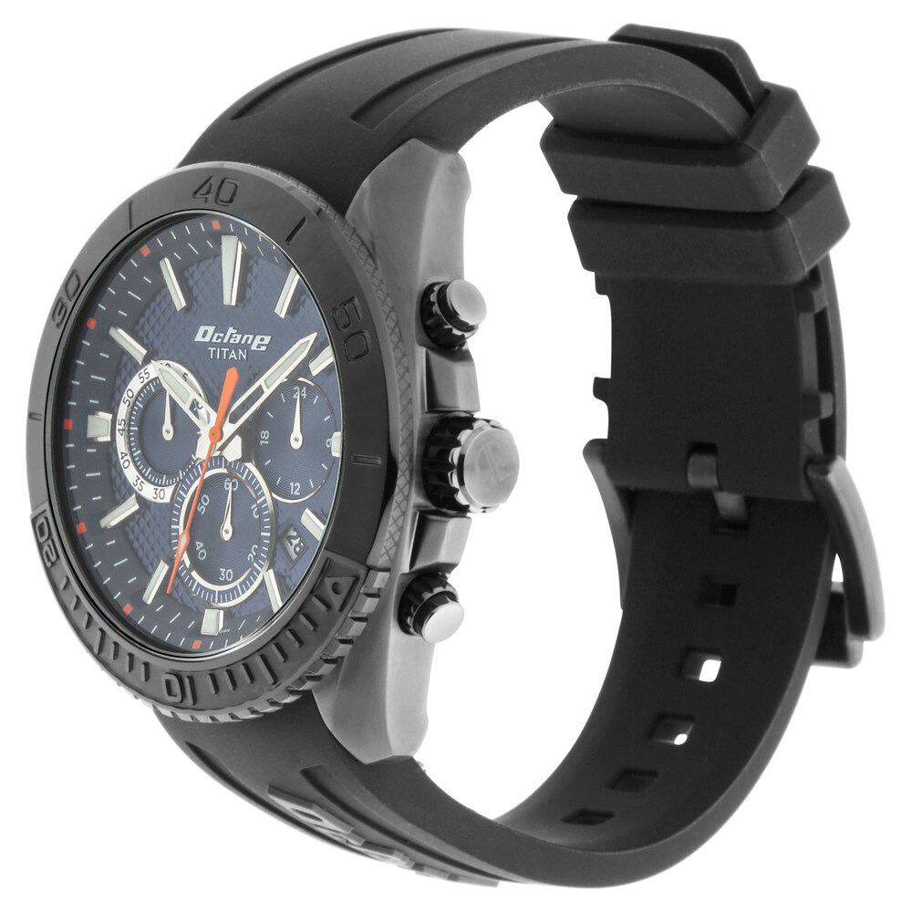 Titan Chronograph Blue Dial Silicone Strap watch for Men-NS90115KP03