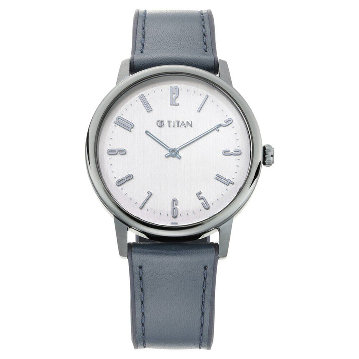 Titan Athleisure Grey Dial Analog Leather Strap Watch for Men NQ90118QP01