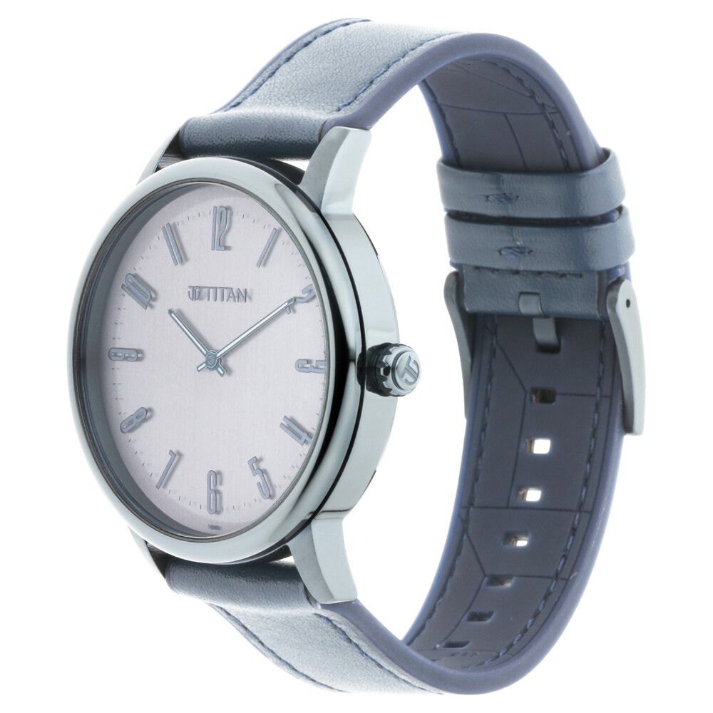 Titan Athleisure Grey Dial Analog Leather Strap Watch for Men NQ90118QP01
