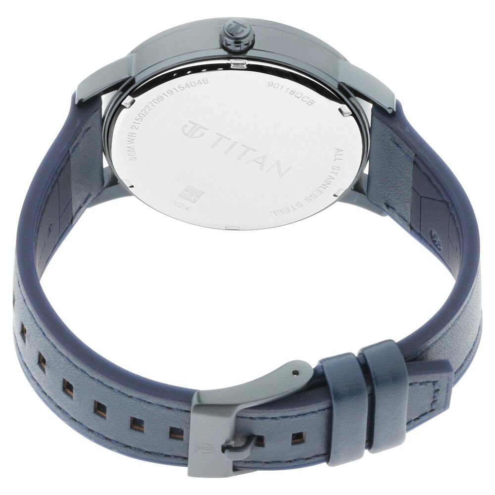 Titan Athleisure Grey Dial Analog Leather Strap Watch for Men NQ90118QP01
