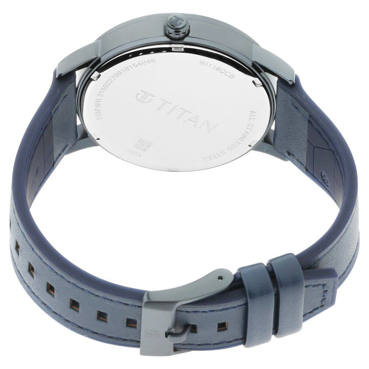 Titan Athleisure Grey Dial Analog Leather Strap Watch for Men NQ90118QP01