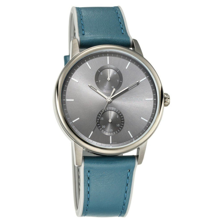 Titan Athleisure Grey Dial Quartz Multifunction Leather Strap watch for Men-NN90118QP02