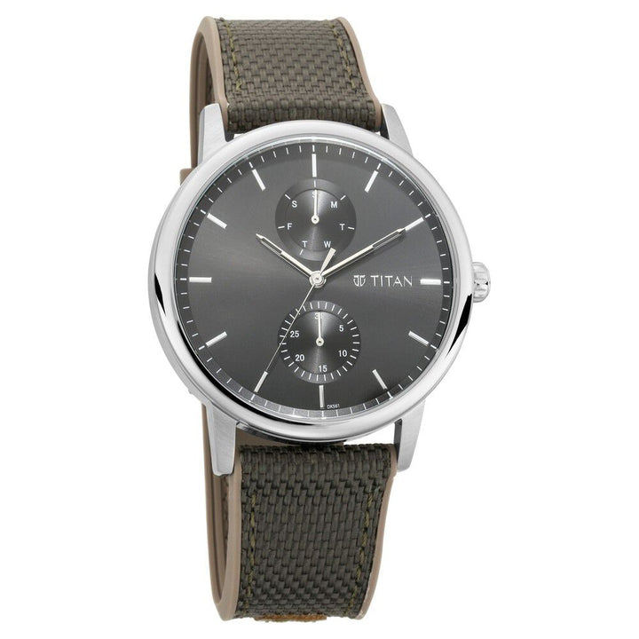 Titan Athleisure Silver Dial Quartz Multifunction Nylon Strap watch for Men NQ90118SP02