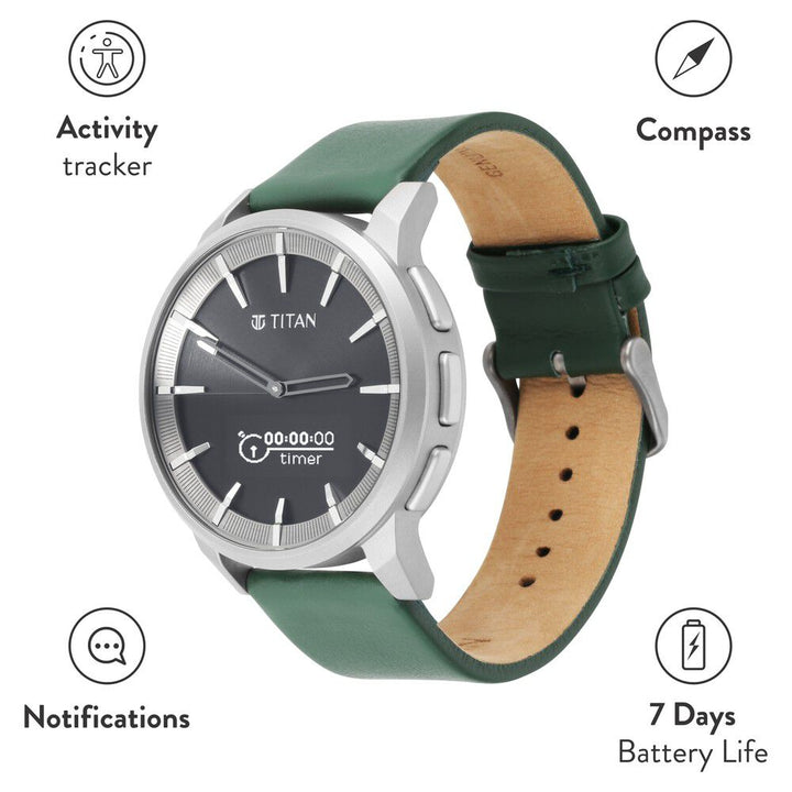 Titan Connected Plus Black Dial Hybrid Silicone Strap Watch For Men