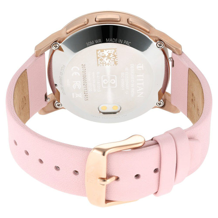Titan Connected Plus Pink Dial Hybrid Leather Strap Watch For Women
