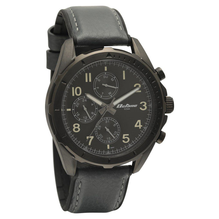 Titan Quartz Multifunction Black Dial with Silicone & Leather Strap watch for Men-NS90122QP01
