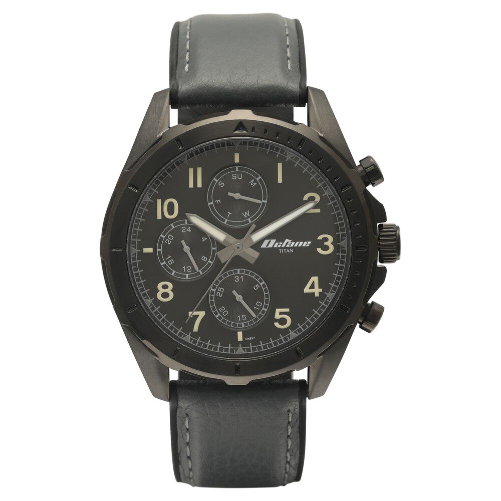Titan Quartz Multifunction Black Dial with Silicone & Leather Strap watch for Men-NS90122QP01