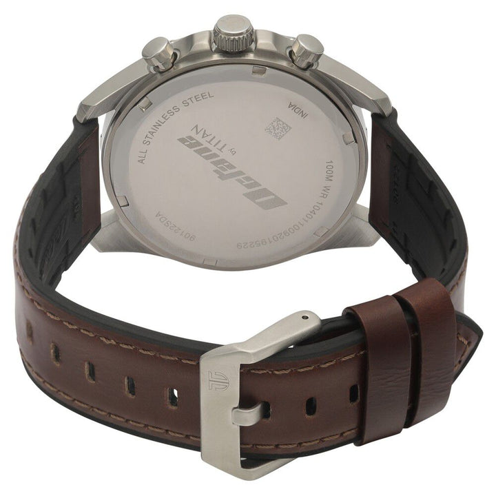 Titan Quartz Multifunction Silver Dial Silicone and Leather Strap watch for Men NS90122SP01