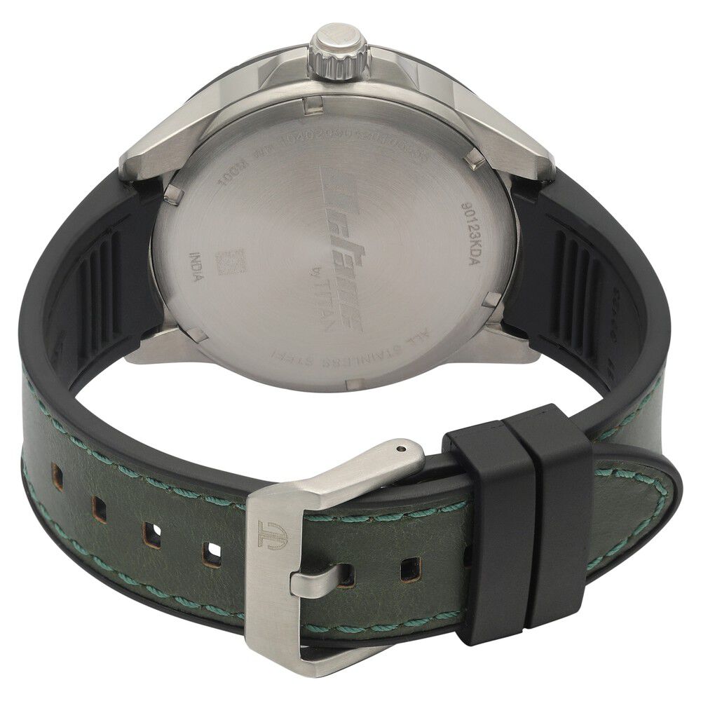 Titan Quartz Multifunction Black Dial Silicone and Leather Strap watch for Men-NS90123KP01