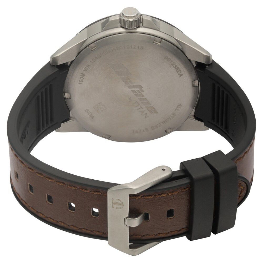 Titan Quartz Multifunction Blue Dial Silicone & Leather Strap Watch for Men NS90123KP02