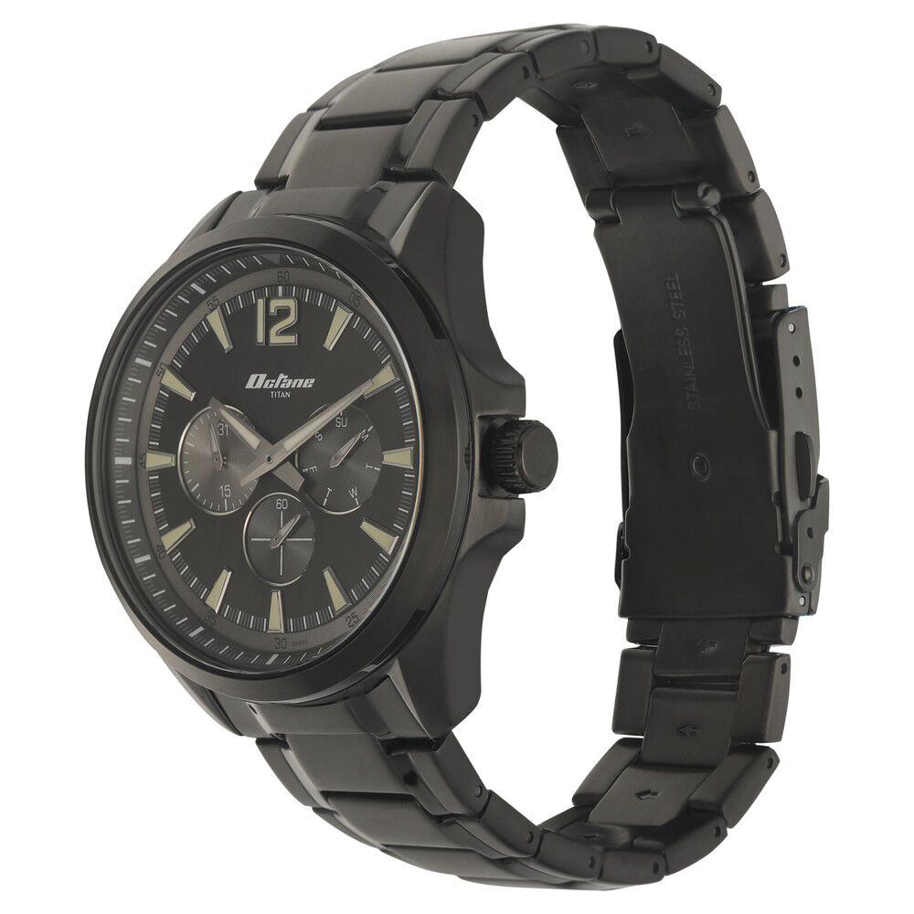 Titan Quartz Multifunction Silver Dial Stainless Steel Strap Watch for Men NS90124NM01