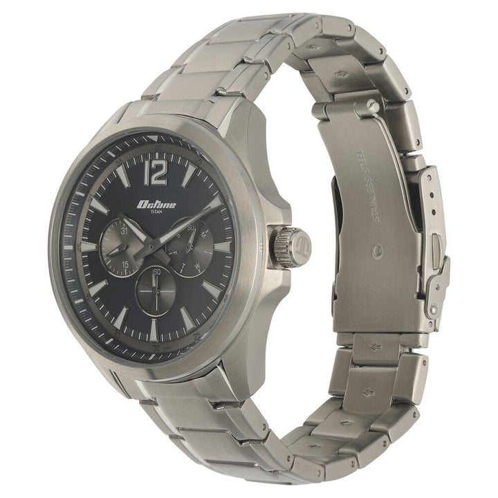 Titan Quartz Multifunction Blue Dial Stainless Steel Strap Watch for Men NS90124SM01