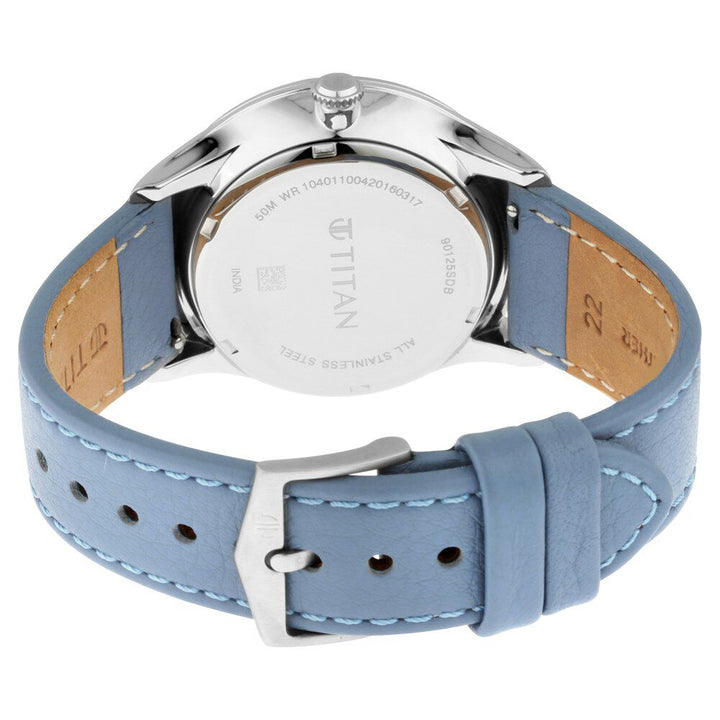 Titan Quartz Multifunction Grey Dial Leather Strap Watch for Men NS90125SL03