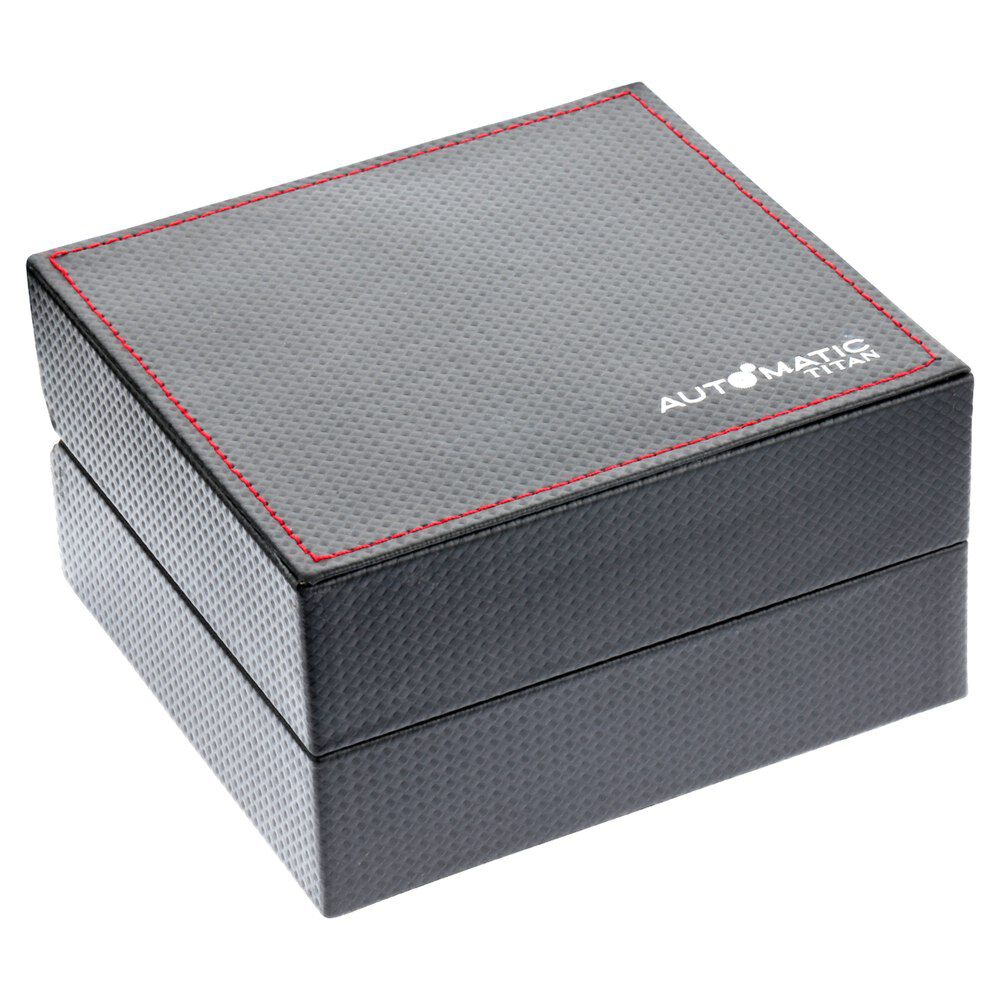 Titan Automatic Silver Dial Leather Strap Watch for Men NS90126SL02