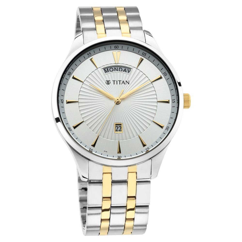 Titan Regalia Opulent White Dial Analog with Day and Date Stainless Steel Strap Watch for Men - The Watch Factory ®