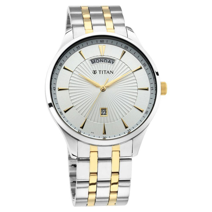 Titan Regalia Opulent White Dial Analog with Day and Date Stainless Steel Strap Watch for Men - The Watch Factory ®