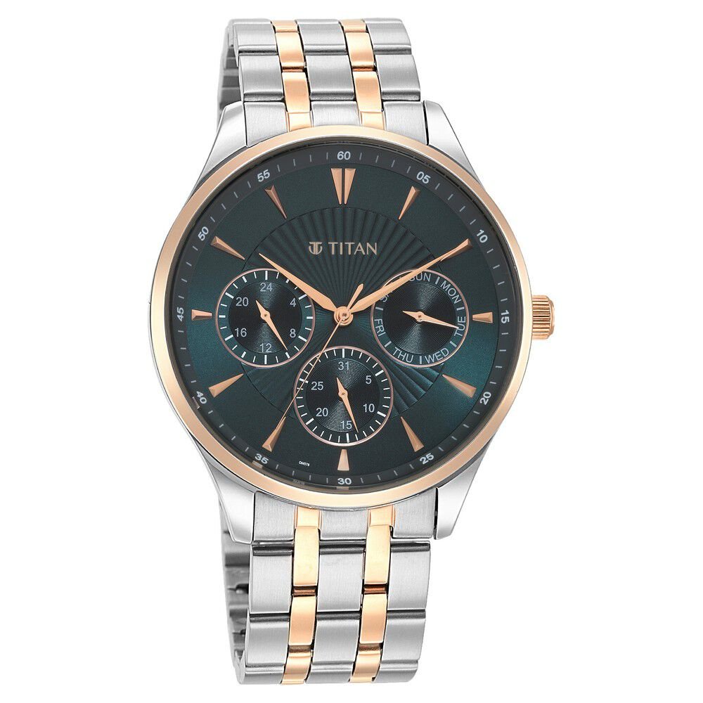 Titan Opulent Blue Dial Quartz Multifunction Stainless Steel Strap watch for Men - The Watch Factory ®