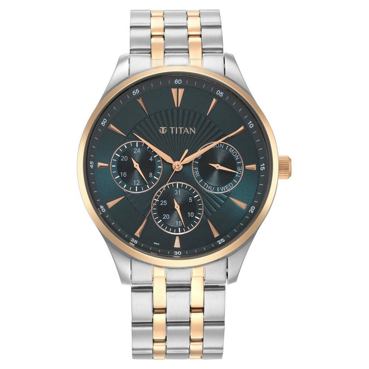 Titan Opulent Blue Dial Quartz Multifunction Stainless Steel Strap watch for Men - The Watch Factory ®