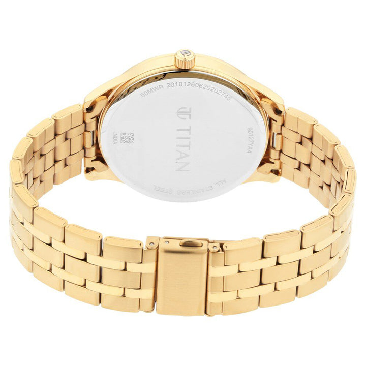 Titan Quartz Analog with Day and Date White Dial Stainless Steel Strap Watch for Men - The Watch Factory ®