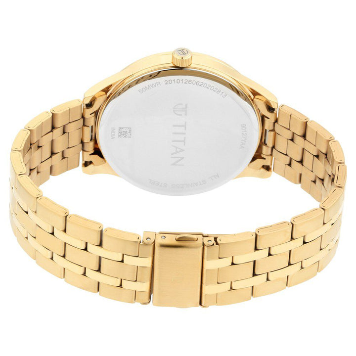 Titan Regalia Opulent Black Dial Analog with Day and Date Stainless Steel Strap watch for Men NR90127YM02