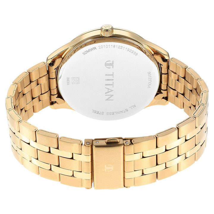 Titan Opulent Green Dial Analog Stainless Steel Strap watch for Men NS90127YM03