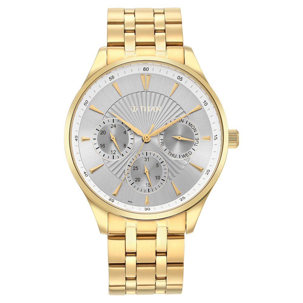Opulent Silver Dial Multifunction Watch for Men NR90127YM04